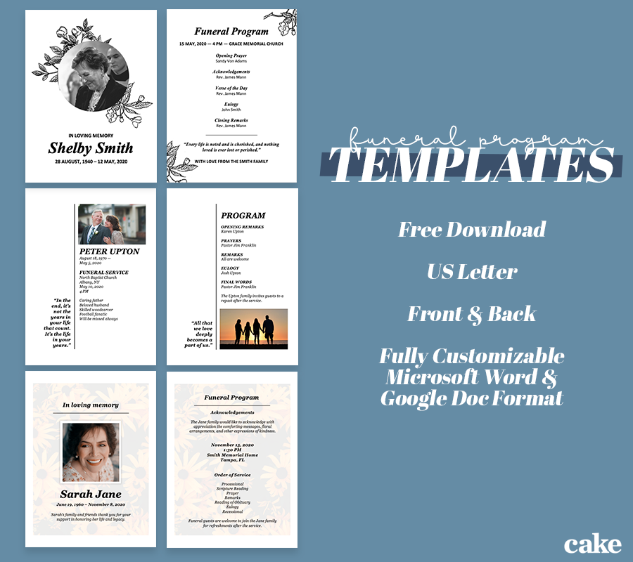 Printable And Editable Obituary Service Pamphlet Funeral Program 